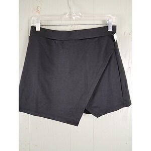 Vintage Y2K Athletic Skort Girls YL Black Faux Wrap‎ Shorts Stretch Asymmetrical